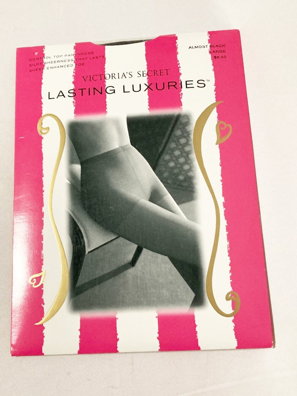 Victoria's Secret Lasting Luxuries Pantyhose Control Top Almost Black L NWT